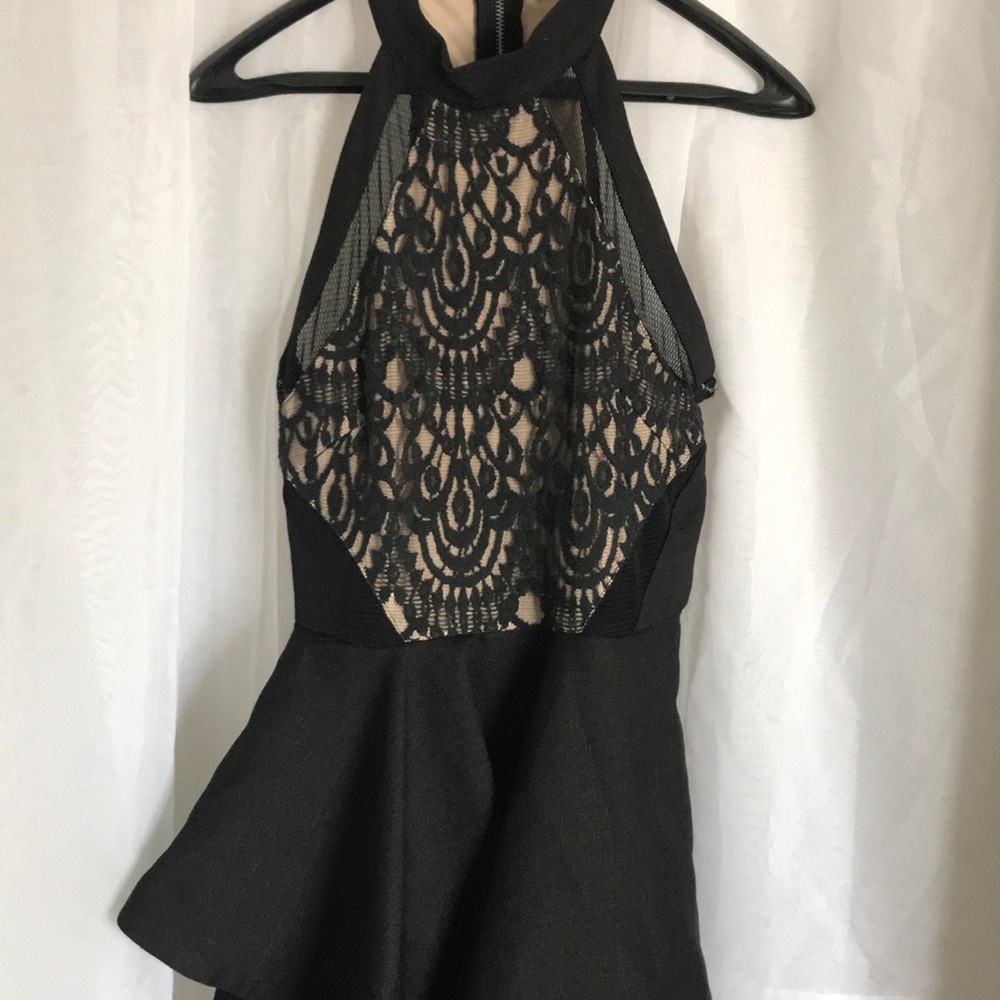 Tea & Cup Black Lace Overlay Dress